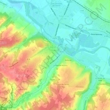 Les Bernardines topographic map, elevation, terrain