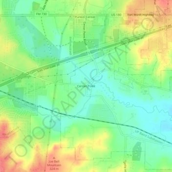 Center Point topographic map, elevation, terrain