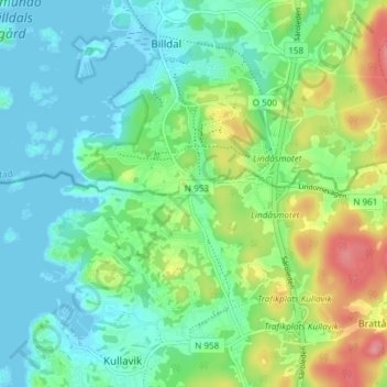 Snipen topographic map, elevation, terrain