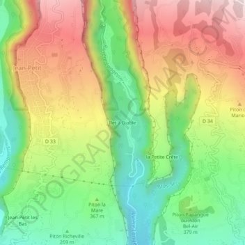 Ilet à Diable topographic map, elevation, terrain