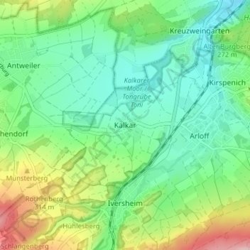 Kalkar topographic map, elevation, terrain