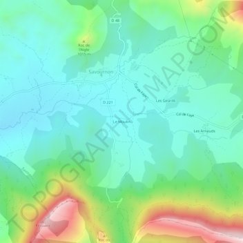 Le Moulin topographic map, elevation, terrain