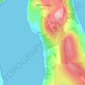 Coulport topographic map, elevation, terrain