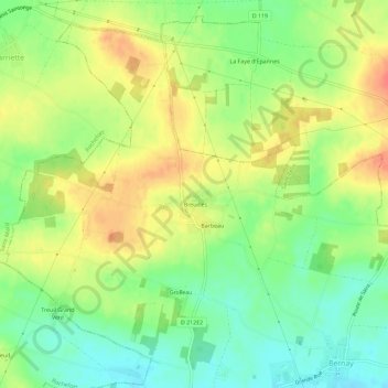 Breuilles topographic map, elevation, terrain