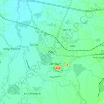 Palani topographic map, elevation, terrain