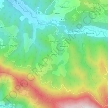 Arrous topographic map, elevation, terrain