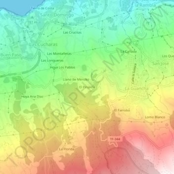 El Pinalete topographic map, elevation, terrain
