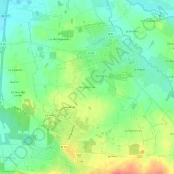 Les Communs topographic map, elevation, terrain