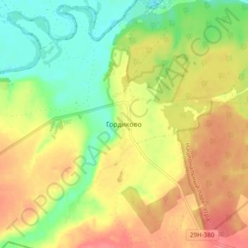 Гордиково topographic map, elevation, terrain