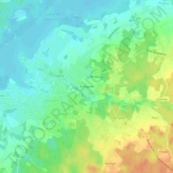 Pichegarie topographic map, elevation, terrain