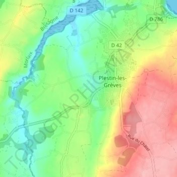 Keranauffret topographic map, elevation, terrain