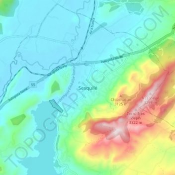 Sesquilé topographic map, elevation, terrain