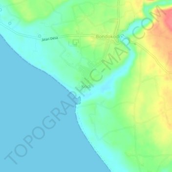 Kodi topographic map, elevation, terrain