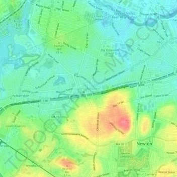 West Newton topographic map, elevation, terrain