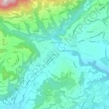 Villabruna topographic map, elevation, terrain