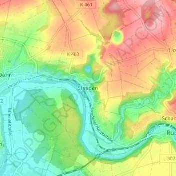 Steeden topographic map, elevation, terrain