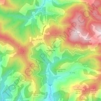 Astigarreta topographic map, elevation, terrain