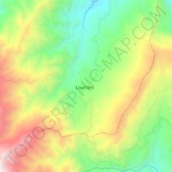 Lourdes topographic map, elevation, terrain