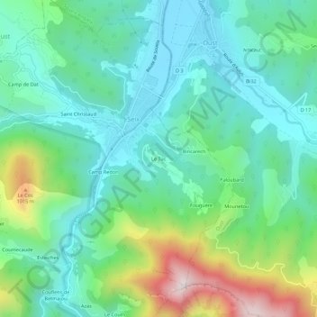 Le Tuc topographic map, elevation, terrain