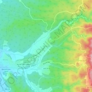 Ferreiros topographic map, elevation, terrain