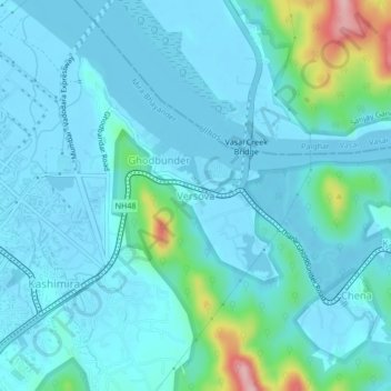 Versova topographic map, elevation, terrain