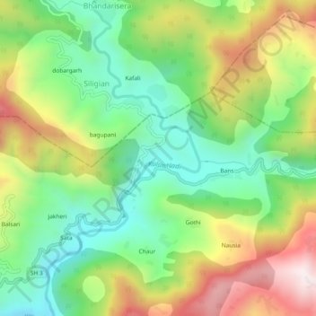 Patan topographic map, elevation, terrain