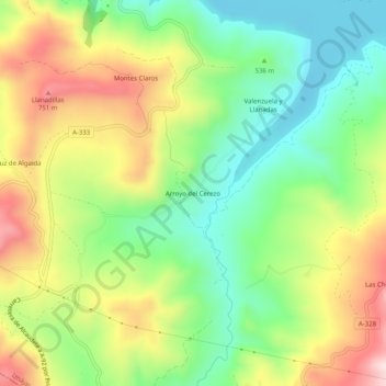 Arroyo del Cerezo topographic map, elevation, terrain