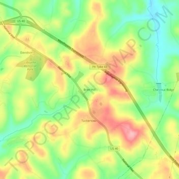 Brier Hill topographic map, elevation, terrain