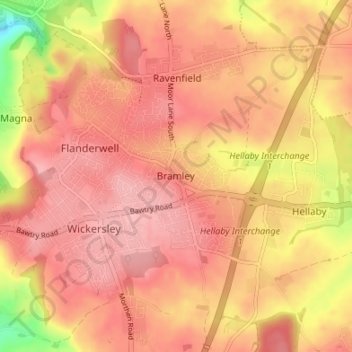 Bramley topographic map, elevation, terrain