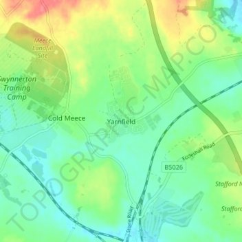 Yarnfield topographic map, elevation, terrain