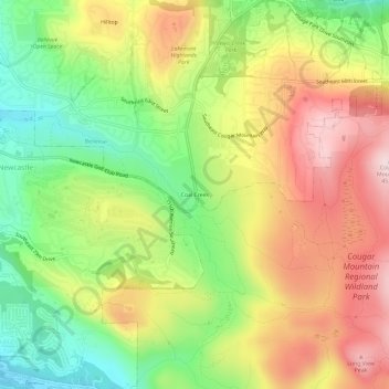 Coal Creek topographic map, elevation, terrain