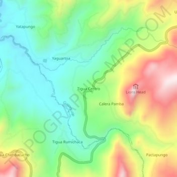 Tigua Centro topographic map, elevation, terrain