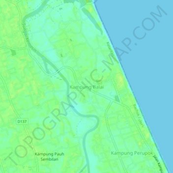 Kampung Balai topographic map, elevation, terrain