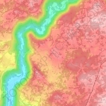 Ježenj topographic map, elevation, terrain