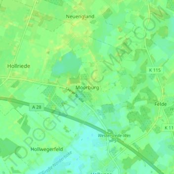 Moorburg topographic map, elevation, terrain
