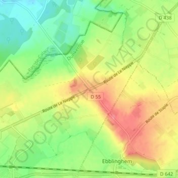 Le Nieppe topographic map, elevation, terrain
