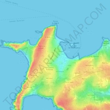 Lannic topographic map, elevation, terrain