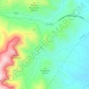 Aigüesvives topographic map, elevation, terrain