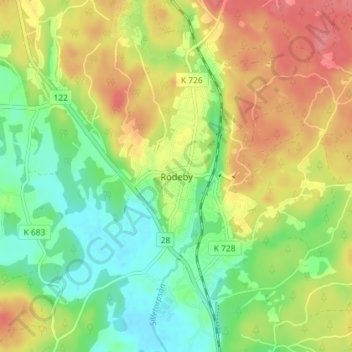 Rödeby topographic map, elevation, terrain