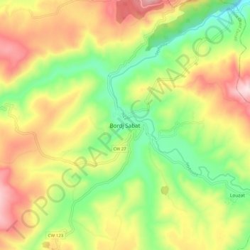 Bordj Sabat topographic map, elevation, terrain