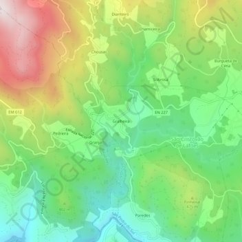 Gralheira topographic map, elevation, terrain