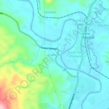 Gaongan topographic map, elevation, terrain