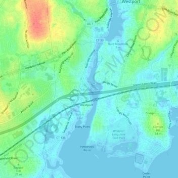 Saugatuck topographic map, elevation, terrain