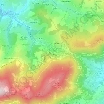 Chez Courried topographic map, elevation, terrain