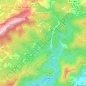 Costa Blanca topographic map, elevation, terrain