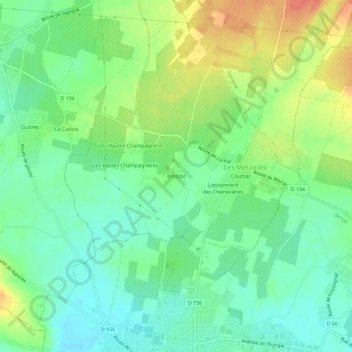Brassac topographic map, elevation, terrain