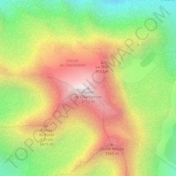 Pointe de Charbonnel topographic map, elevation, terrain