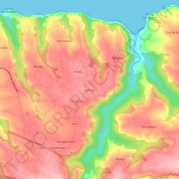 Quintes topographic map, elevation, terrain