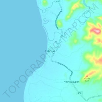 Calintaan topographic map, elevation, terrain