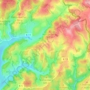 Egen topographic map, elevation, terrain